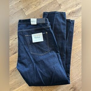 Barbour Stretch Slim Fit Navy Print Cotton Jeans 44x32 new dark